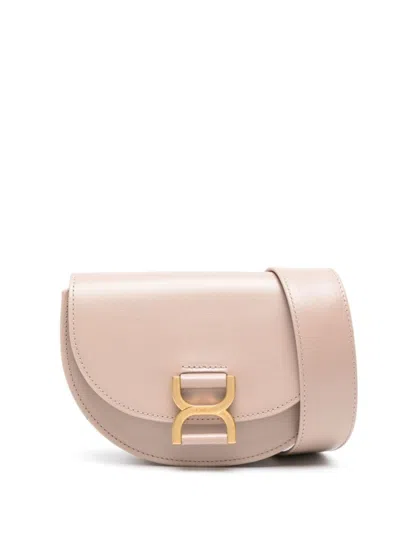 Chloé Mini Marcie Leather Shoulder Bag In Powder
