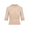 Chloé Wool And Silk Logo-applique Top In Pink