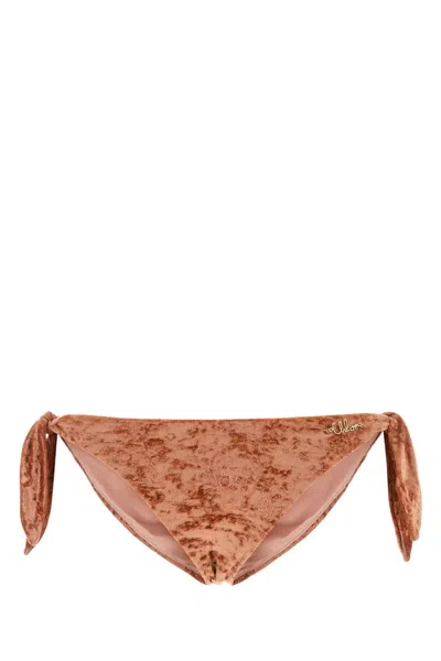CHLOÉ PEACH STRETCH VELVET BIKINI SLIP