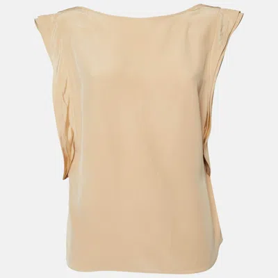 Pre-owned Chloé Peach/beige Silk Sleeveless Top L