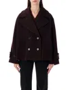 Chloé Women Violet Double-breasted Jacket With Wide Notched Revers And Dropped Shoulders In Wool Ble In Purple