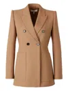 Chloé Peak-lapel Button Wool Blazer In Brown