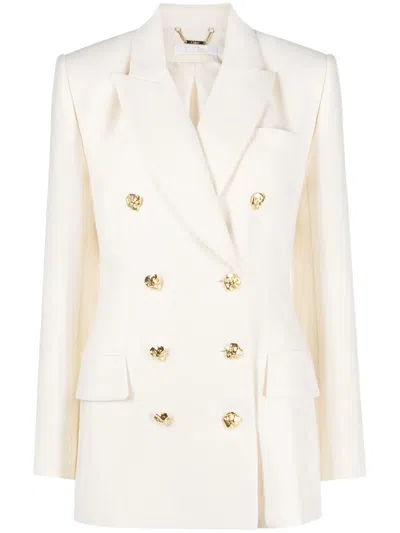 Chloé Silk And Wool Double-breasted Blazer In Coconut Milk