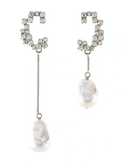 Pre-owned Chloé Pearl & Crystal Darcey Drop Earrings In White