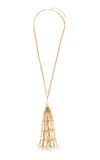 Chloé Pearl-embellished Tassel Pendant Necklace In Gold