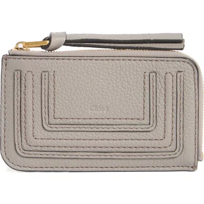 Chloé Pebbled Leather Zip Coin Purse In Gray