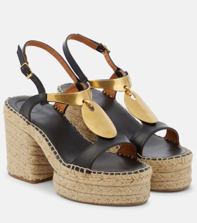 Chloé Pema Leather Espadrille Platform Sandals In Black