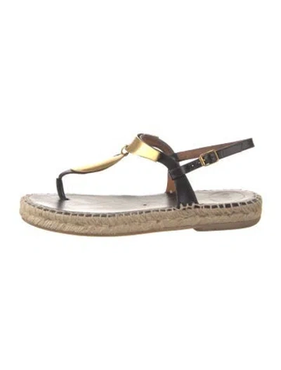 Pre-owned Chloé Pema Leather Espadrilles In Black