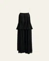 Chloé Pendant-chain Tiered Organic Silk Georgette Backless Gown In Black