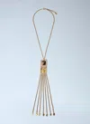 Chloé Metallic Necklace With Claw Clasp Rear Closure And Pendant With Logo Plaque In Brass Woman In Brown