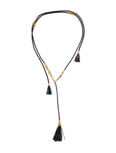 Pre-owned Chloé Pendant Tassel Fabric Lariat Necklace, 29.75" In Multi