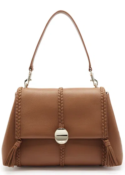 Chloé Chloe Penelope Medium Leather Shoulder Bag In Caramel
