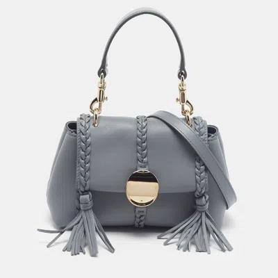 Pre-owned Chloé Penelope Mini Grey Soft Leather Top Handle Bag In Gray