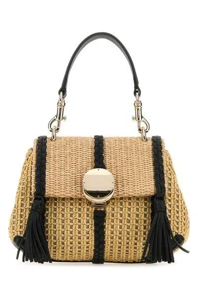 Chloé Penelope Woven-raffia Mini Bag In Ecru