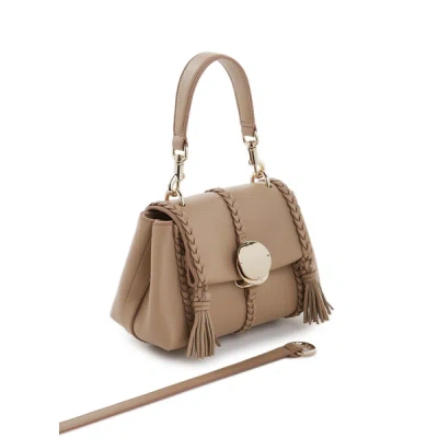 Chloé Penelope Mini Leather Shoulder Bag In Beige