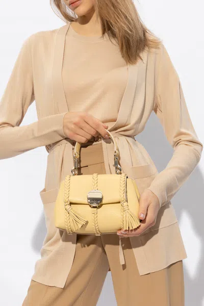 Chloé Penelope Mini Braided Leather Crossbody Bag In Yellow