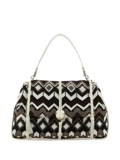 Chloé Embroidered Wool Large Penelope Shoulder Bag In Multicolorbrown1