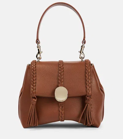 Chloé Penelope Small Leather Shoulder Bag In Caramel