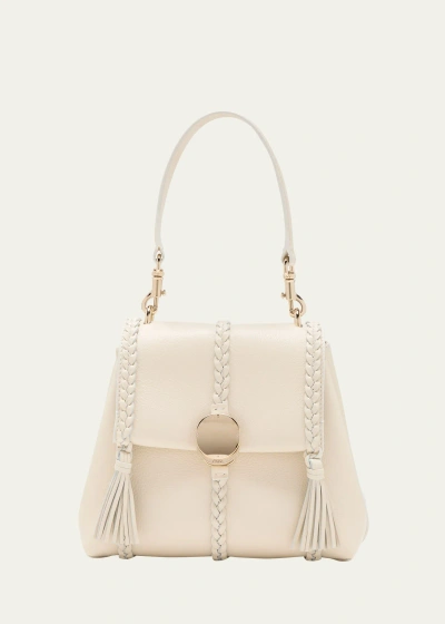 Chloé Penelope Small Top-handle Bag In Smooth Grained Leather In White