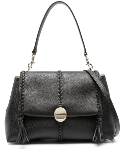 Chloé Penelope Soft Leather Shoulder Bag In Black
