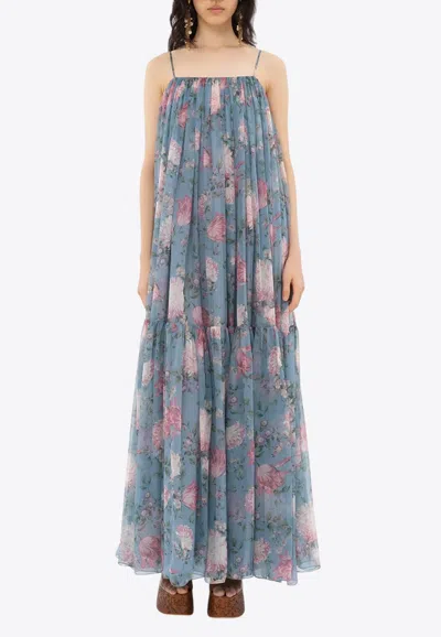 Chloé Peonies Print Sleeveless Maxi Dress