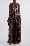 Chloé Thin Strap Gathered High And Low Jumpsuit In Black