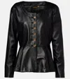 Chloé Leather Jacket Button Detail Long Sleeves In Brown