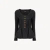 Chloé Leather Jacket Button Detail Long Sleeves In Black
