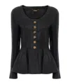 Chloé Leather Jacket Button Detail Long Sleeves In Black