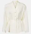 Chloé Silk Blend Blouse Collared Peplum Waist In White
