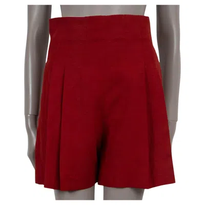Pre-owned Chloé Chloe Peppery Red Linen 2023 Pleated Bermuda Short Pants 36 Xs