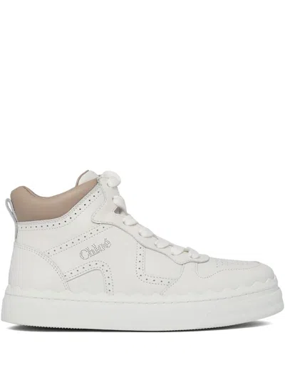 Chloé Perforated-detail Sneakers In White