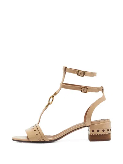 Pre-owned Chloé Perry Ankle Strap Sandals In Neutral
