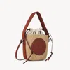 Chloé Horse Medal Basket Leather And Canvas-trimmed Raffia Tote In Brown