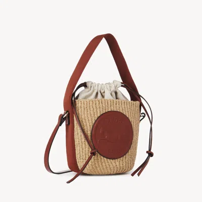 CHLOÉ SMALL HORSE MEDAL BASKET IN NATURAL FIBRES BROWN SIZE ONESIZE 100% PAPER, CALF-SKIN LEATHER