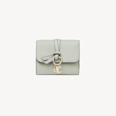 Chloé Petit Portefeuille À Trois Volets Alphabet En Cuir Grainé Femme Bleu Taille Onesize 100% Cuir De Vea In Blue