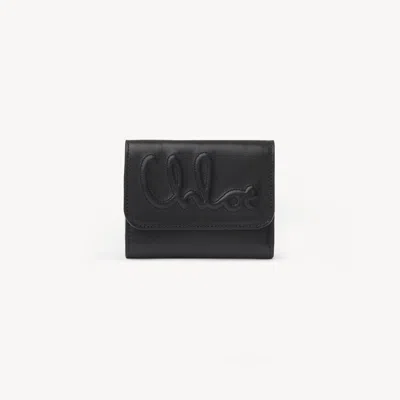 CHLOÉ C CHLOÉ SMALL TRI-FOLD IN SHINY LEATHER BLACK SIZE ONESIZE 100% CALF-SKIN LEATHER