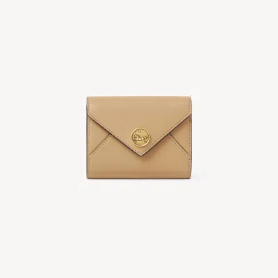 Chloé Small Envelope Tri-fold In Grained Leather Beige Size Onesize 100% Goatskin