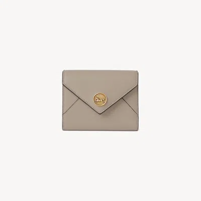 Chloé Petit Portefeuille À Trois Volets Envelope En Cuir Grainé Femme Gris Taille Onesize 100% Peau De Chè In Grey