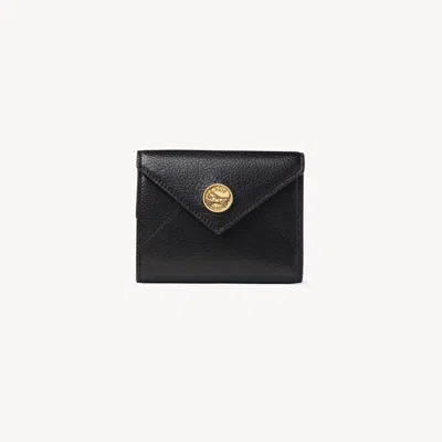 Chloé Petit Portefeuille À Trois Volets Envelope En Cuir Grainé Femme Noir Taille Onesize 100% Peau De Chè In Black
