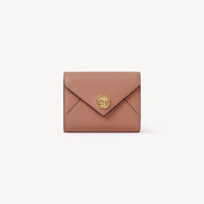 Chloé Small Envelope Tri-fold In Grained Leather Orange Size Onesize 100% Goatskin