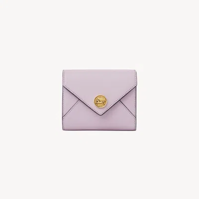 Chloé Petit Portefeuille À Trois Volets Envelope En Cuir Grainé Femme Violet Taille Onesize 100% Peau De C In Purple