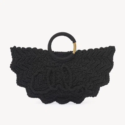 CHLOÉ SMALL BRACELET PARAVENT TOTE BAG IN CROCHET BLACK SIZE ONESIZE 100% ACRYLIC
