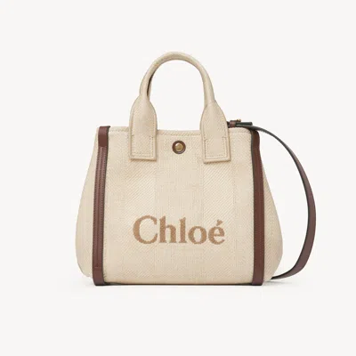 Chloé Petit Sac Cabas  Carry En Fibres Effet Raphia Femme Beige Taille Onesize 69% Coton, 31% Polyami