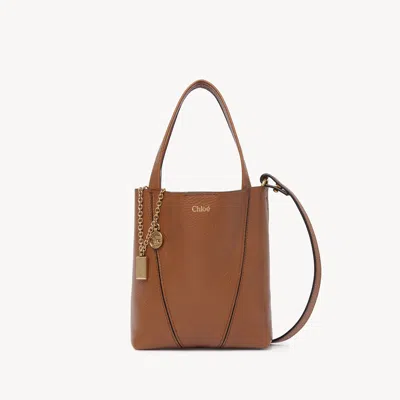 Chloé Petit Sac Cabas  Spin En Cuir Grainé Femme Brun Taille Onesize 100% Cuir De Veau In Brown