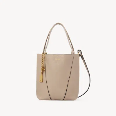 Chloé Petit Sac Cabas  Spin En Cuir Grainé Femme Brun Taille Onesize 100% Cuir De Veau In Brown