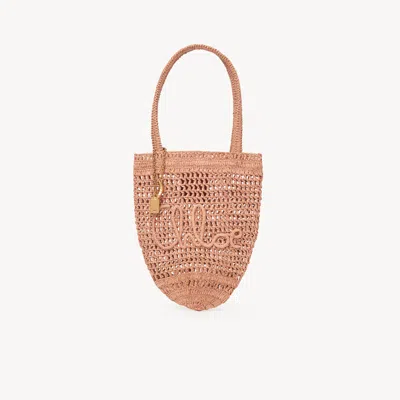 Chloé Petit Sac Cabas Summer Banana En Raphia In Pink