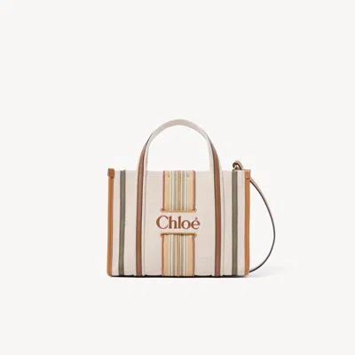 Chloé Small Woody Loop Tote Bag In Canvas In Multi