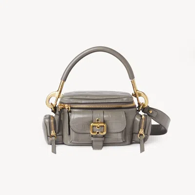Chloé Petit Sac Camera Bag En Cuir Effet Crocodile Femme Gris Taille Onesize 100% Bubalus Bubalis, Farmed, In Grey