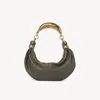 Chloé Bracelet Banana Shoulder Bag In Buffalo Leather In Grey